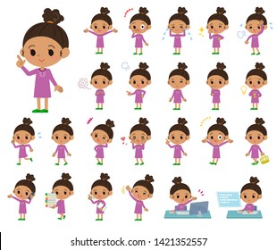 A set of girl with who express various emotions.There are actions related to workplaces and personal computers.It's vector art so it's easy to edit.
