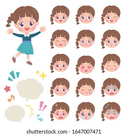 A set of girl with who express various emotions.It's vector art so it's easy to edit.