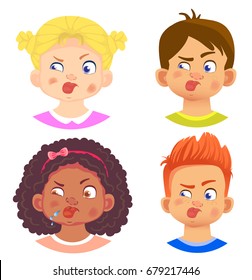 Set Girls Boy Character Children Emotions Stock Vector (Royalty Free ...