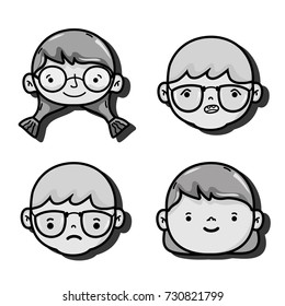 set girls and boys head with hairstyle design