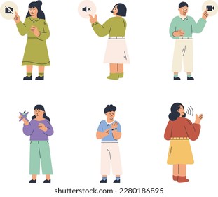 Set Of Girls Character Design Vector
