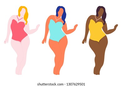Set of girls characters in flat style