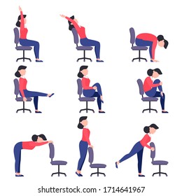 Exercise Set Relieve Back Pain Stretching Stock Vector (Royalty Free)  1342014089