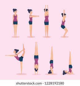 Set of Girls doing yoga design