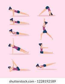 Set of Girls doing yoga design