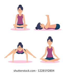 Set of Girls doing yoga design