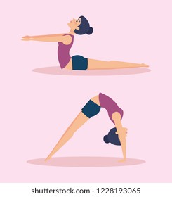 Set of Girls doing yoga design