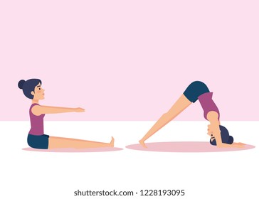 Set of Girls doing yoga design