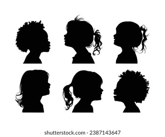 grupo de chicas de perfil facial, silhoutte.