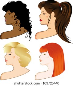 Set of girls faces