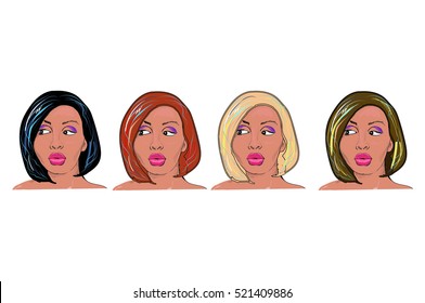 Set of girls faces