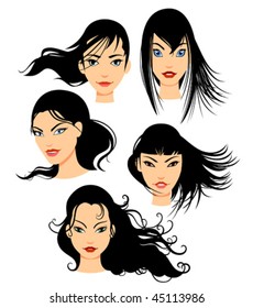 Set of girls faces. Part 1