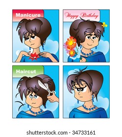 Set of girls icons