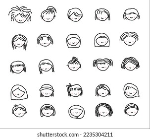 set of girls kid vector 