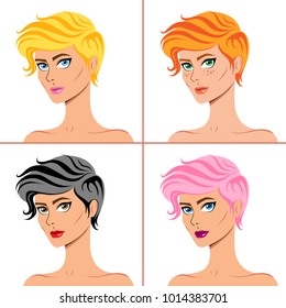 set of girls with multi-colored hair