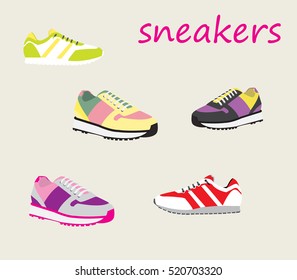 Set of girls' sneakers.