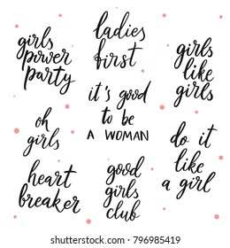 Set Girls Vector Quotes About Girl Stock Vector (Royalty Free ...