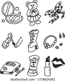 Ein Set von gürtigen Icons, geeignet für jede Art von Schönheit und Mode mit doodle Cartoon Stil