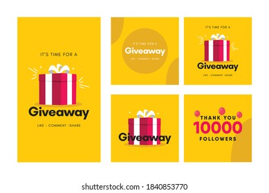 Set giveaway social media contest vector template