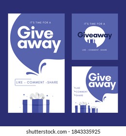 Set Giveaway Social Media Contest Vector Template