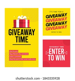 Set giveaway social media contest vector template