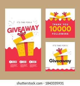 Set giveaway social media contest vector template