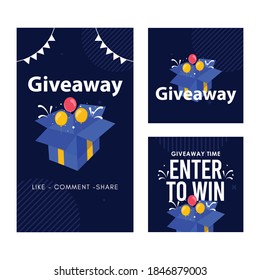 Set giveaway social media contest vector template.