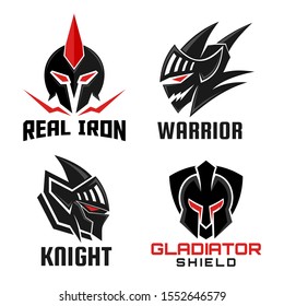 set of Gladiator spartan helmet logo design