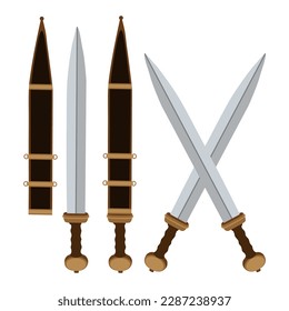 Set Gladius knife vector illustration. fighting knife weapon