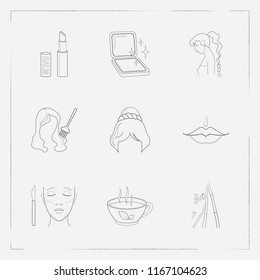 Set of glamour icons line style symbols with hair coloring, ponytail hair, wig and other icons for your web mobile app logo design.