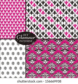 set glamour seamless patterns