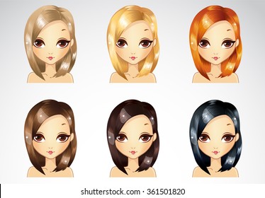 Set Of Glamur Straight Hairstyle