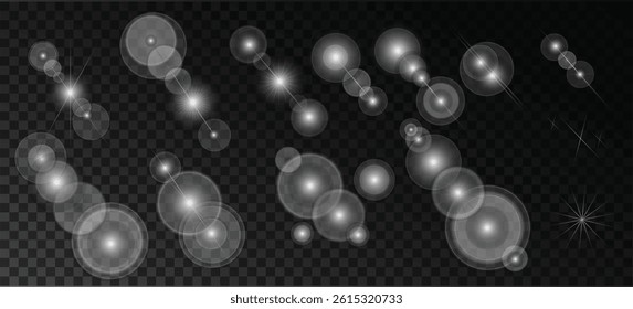 Set of glare and glowing elements 