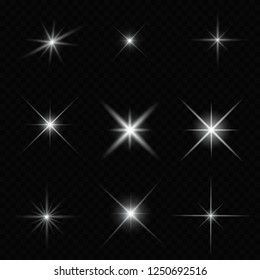 Set of glare star sparkling or twinkling