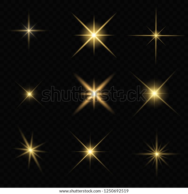 Set of glare star\
sparkling or twinkling