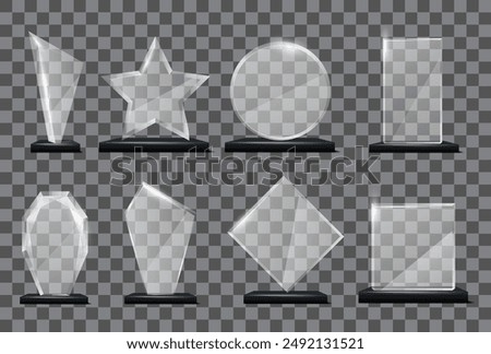 Set of glass awards. Vector illustration