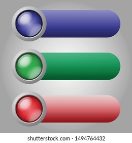 Set of glass ball button icons with bar for menu web