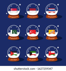 Set of glass balls with national flag : Vector Illustration