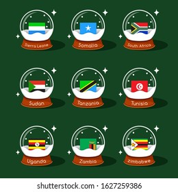 Set of glass balls with national flag : Vector Illustration