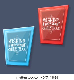 Set of glass banners with Christmas logotype. Vector illustration for decorate web-sites, mobile apps and games.