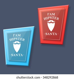 Set of glass banners with Christmas logotype. Vector illustration for decorate web-sites, mobile apps and games.