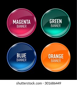 Set of glass banners for your design. Glossy buttons. Interface. Vector illustration.