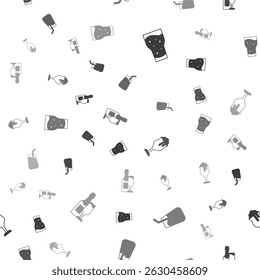 Set Glass of beer, Cocktail,  and Champagne bottle and glass on seamless pattern. Vector
