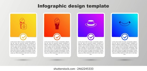 Set Glass of beer, , Oktoberfest hat and Sausage. Business infographic template. Vector