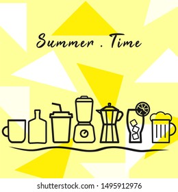 Set of glass, blend, cup, summer, triangle, bottle and beer