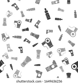 Set Glass bottle with a pipette, Shaving gel foam, Hair dryer and Shaving brush on seamless pattern. Vector