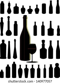set of glass bottles