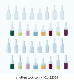 Set of glass bottles - vector illustration