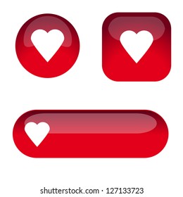 Set of glass buttons with a heart