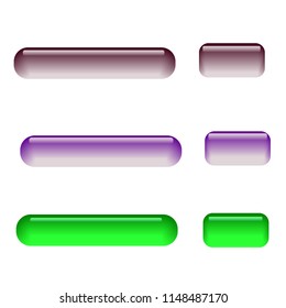 A set of glass buttons of three colors. 